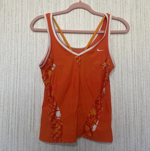 Nike Size Small Orange Athletic Tank Top Strappy Mesh Accents - Picture 1 of 11